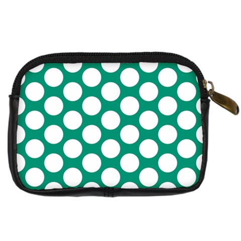 Emerald Green Polkadot Digital Camera Leather Case from ArtsNow.com Back