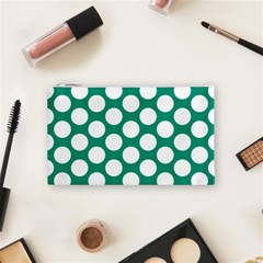 Emerald Green Polkadot Cosmetic Bag (Small) from ArtsNow.com Front