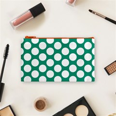 Emerald Green Polkadot Cosmetic Bag (Small) from ArtsNow.com Front