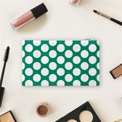 Emerald Green Polkadot Cosmetic Bag (Small) from ArtsNow.com Back