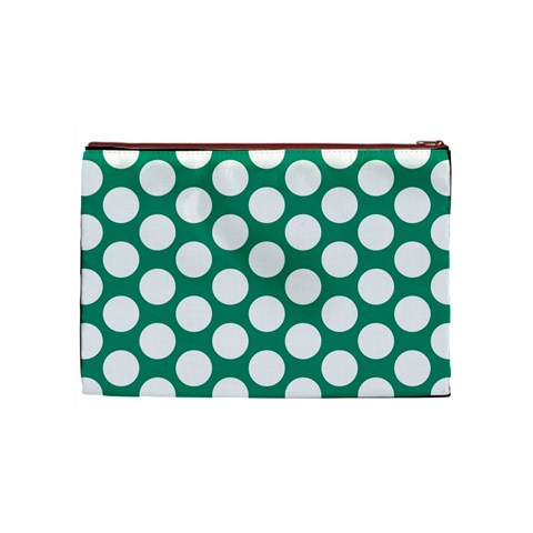 Emerald Green Polkadot Cosmetic Bag (Medium) from ArtsNow.com Front