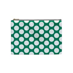 Emerald Green Polkadot Cosmetic Bag (Medium) from ArtsNow.com Front