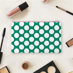 Emerald Green Polkadot Cosmetic Bag (Medium) from ArtsNow.com Back