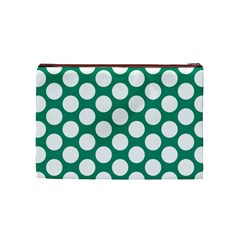 Emerald Green Polkadot Cosmetic Bag (Medium) from ArtsNow.com Back