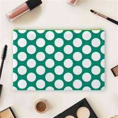 Emerald Green Polkadot Cosmetic Bag (Large) from ArtsNow.com Back