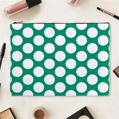 Emerald Green Polkadot Cosmetic Bag (XL) from ArtsNow.com Front