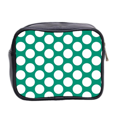 Emerald Green Polkadot Mini Travel Toiletry Bag (Two Sides) from ArtsNow.com Back