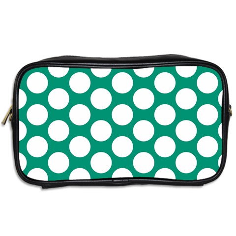 Emerald Green Polkadot Travel Toiletry Bag (Two Sides) from ArtsNow.com Back