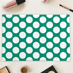 Emerald Green Polkadot Cosmetic Bag (XXL) from ArtsNow.com Front