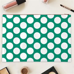 Emerald Green Polkadot Cosmetic Bag (XXL) from ArtsNow.com Back