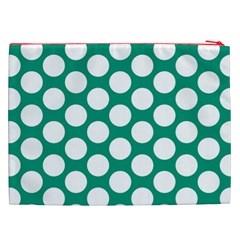 Emerald Green Polkadot Cosmetic Bag (XXL) from ArtsNow.com Back