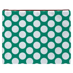 Emerald Green Polkadot Cosmetic Bag (XXXL) from ArtsNow.com Front