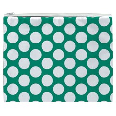 Emerald Green Polkadot Cosmetic Bag (XXXL) from ArtsNow.com Front