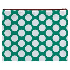 Emerald Green Polkadot Cosmetic Bag (XXXL) from ArtsNow.com Back