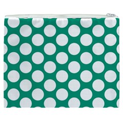 Emerald Green Polkadot Cosmetic Bag (XXXL) from ArtsNow.com Back