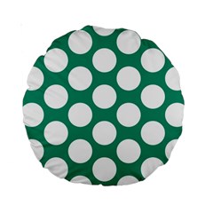 Emerald Green Polkadot 15  Premium Round Cushion  from ArtsNow.com Front