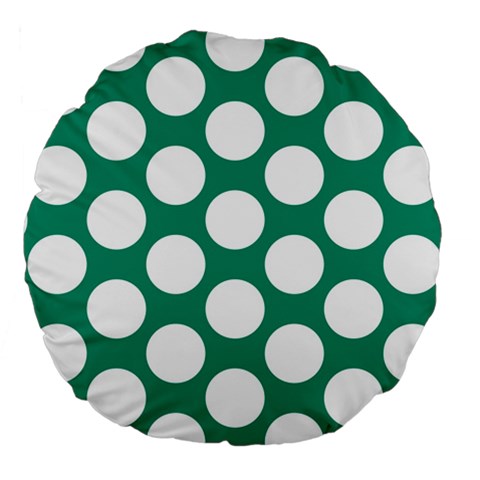 Emerald Green Polkadot 18  Premium Round Cushion  from ArtsNow.com Back