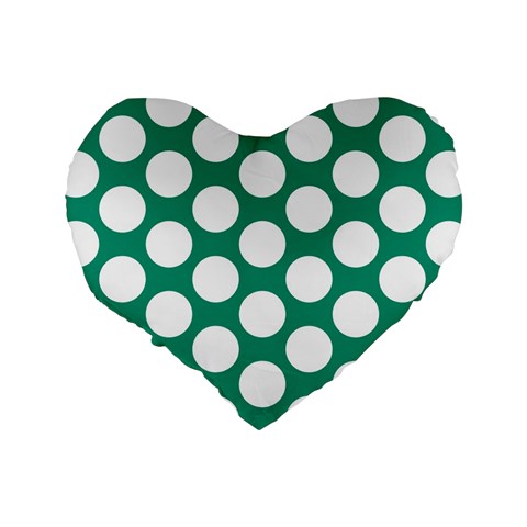 Emerald Green Polkadot 16  Premium Heart Shape Cushion  from ArtsNow.com Back