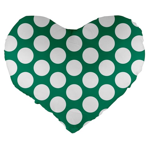 Emerald Green Polkadot 19  Premium Heart Shape Cushion from ArtsNow.com Back