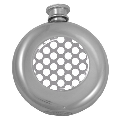 Grey Polkadot Hip Flask (Round) from ArtsNow.com Front