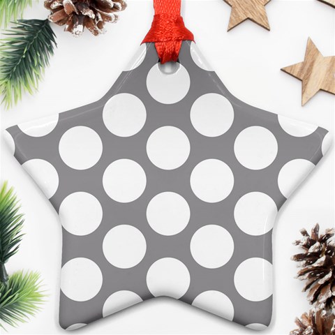 Grey Polkadot Star Ornament (Two Sides) from ArtsNow.com Back