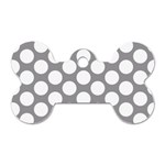 Grey Polkadot Dog Tag Bone (One Sided)