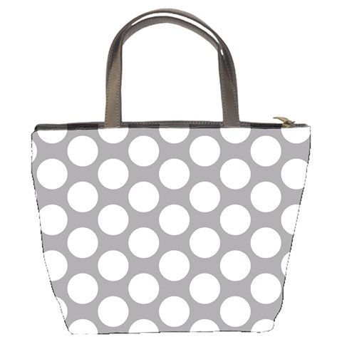 Grey Polkadot Bucket Handbag from ArtsNow.com Back