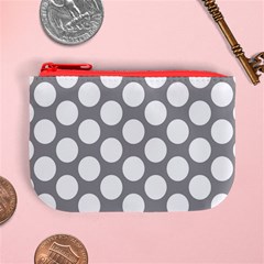 Grey Polkadot Coin Change Purse from ArtsNow.com Front