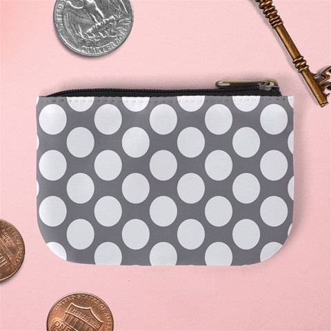 Grey Polkadot Coin Change Purse from ArtsNow.com Back