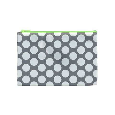 Grey Polkadot Cosmetic Bag (Medium) from ArtsNow.com Front