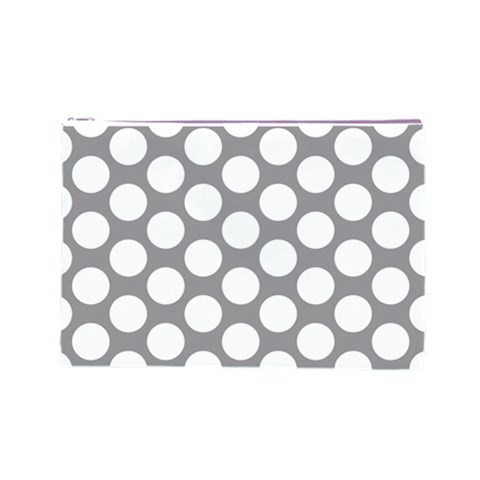 Grey Polkadot Cosmetic Bag (Large) from ArtsNow.com Front