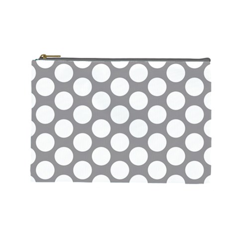 Grey Polkadot Cosmetic Bag (Large) from ArtsNow.com Front