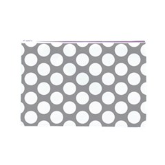 Grey Polkadot Cosmetic Bag (Large) from ArtsNow.com Front