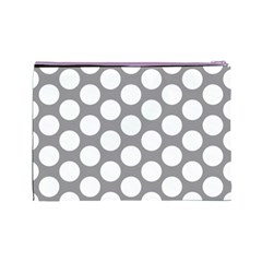 Grey Polkadot Cosmetic Bag (Large) from ArtsNow.com Back