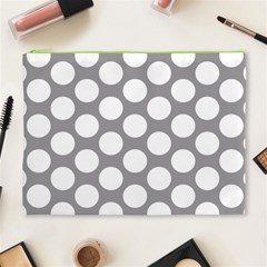 Grey Polkadot Cosmetic Bag (XL) from ArtsNow.com Front