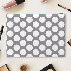 Grey Polkadot Cosmetic Bag (XL) from ArtsNow.com Back