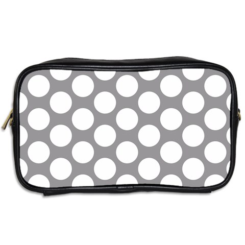 Grey Polkadot Travel Toiletry Bag (Two Sides) from ArtsNow.com Back