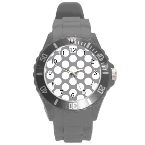 Grey Polkadot Plastic Sport Watch (Large) from ArtsNow.com Front