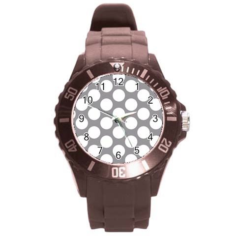 Grey Polkadot Plastic Sport Watch (Large) from ArtsNow.com Front