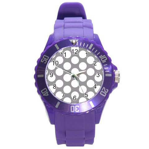 Grey Polkadot Plastic Sport Watch (Large) from ArtsNow.com Front