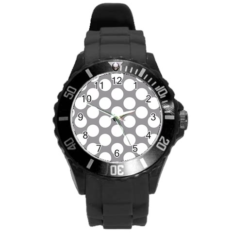 Grey Polkadot Plastic Sport Watch (Large) from ArtsNow.com Front