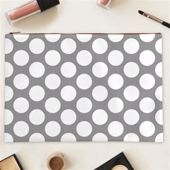 Grey Polkadot Cosmetic Bag (XXL) from ArtsNow.com Front