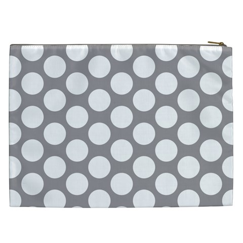 Grey Polkadot Cosmetic Bag (XXL) from ArtsNow.com Back