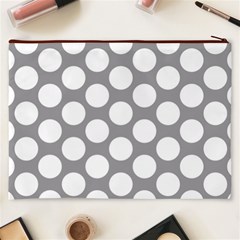 Grey Polkadot Cosmetic Bag (XXXL) from ArtsNow.com Back