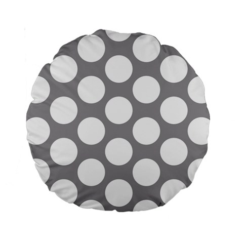 Grey Polkadot 15  Premium Round Cushion  from ArtsNow.com Front