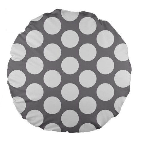 Grey Polkadot 18  Premium Round Cushion  from ArtsNow.com Back