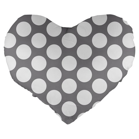 Grey Polkadot 19  Premium Heart Shape Cushion from ArtsNow.com Back