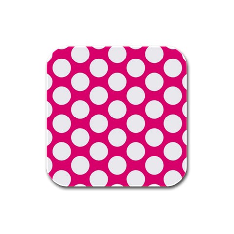 Pink Polkadot Drink Coasters 4 Pack (Square) from ArtsNow.com Front