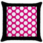 Pink Polkadot Black Throw Pillow Case