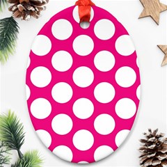 Pink Polkadot Oval Ornament (Two Sides) from ArtsNow.com Back